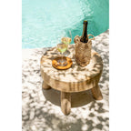 Assiette ronde en teck massif 14 cm en situation