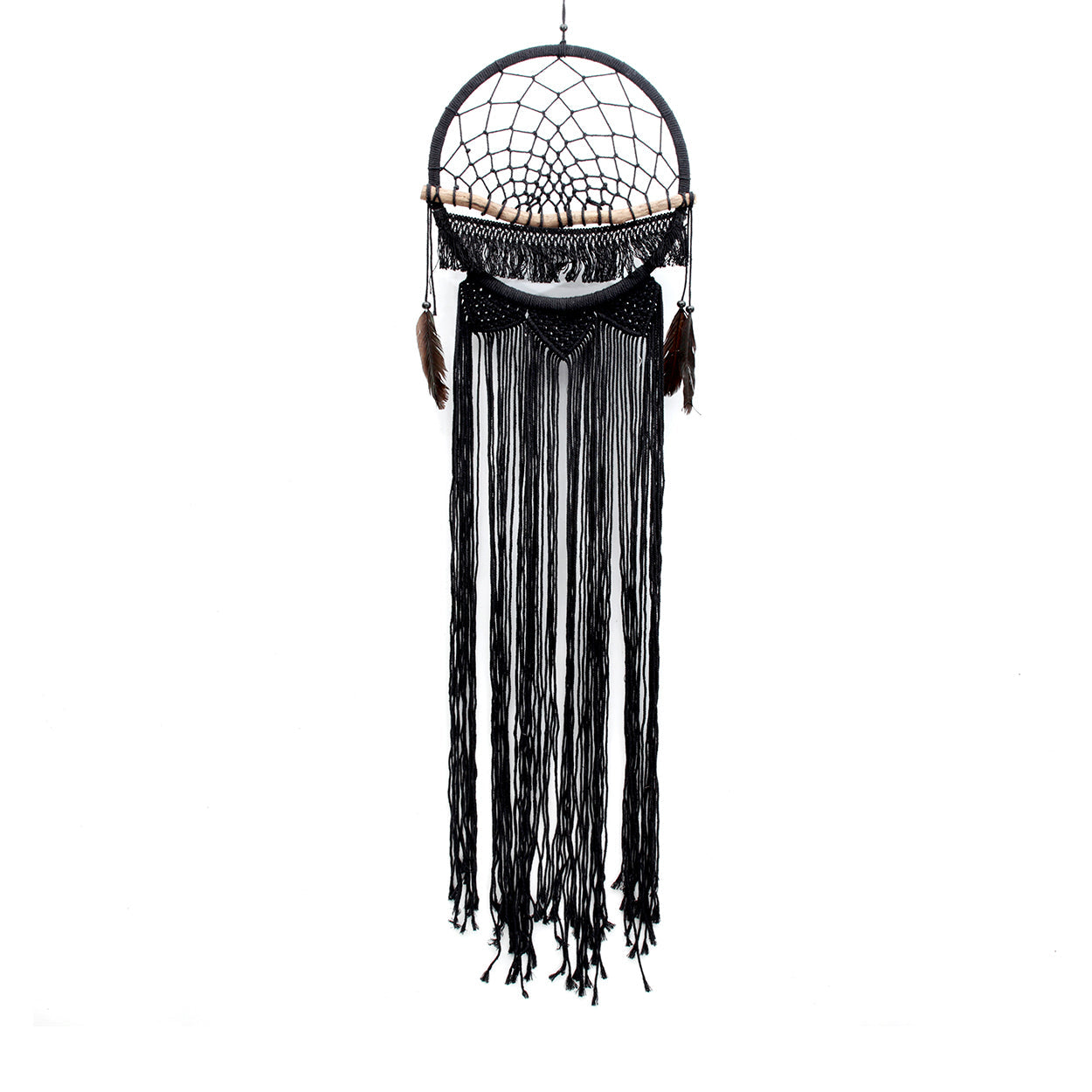Attrape-rêves Macrame Wood Dreamer noir 90 cm