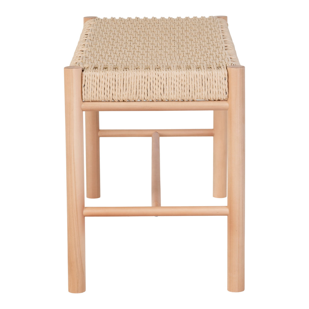 Banc Abano vue de côté structure bois peuplier corde papier naturelle