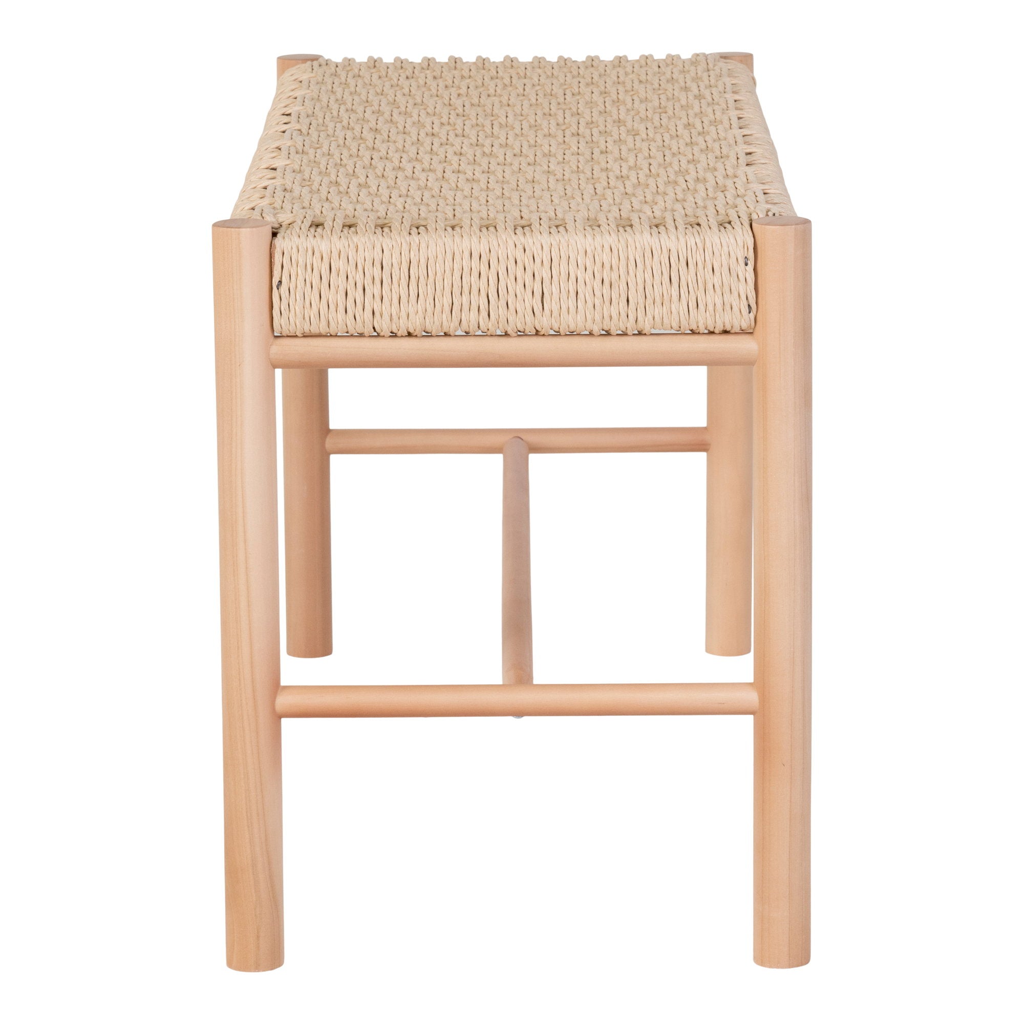 Banc Abano vue de côté structure bois peuplier corde papier naturelle