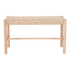Banc Abano assise corde papier tressée bois peuplier vue de face 80x35x45 cm