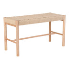 Banc Abano tressé corde papier bois peuplier naturel 80 cm vue trois quarts
