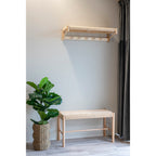 Banc Abano bois peuplier naturel ambiance entrée avec porte-manteau assorti