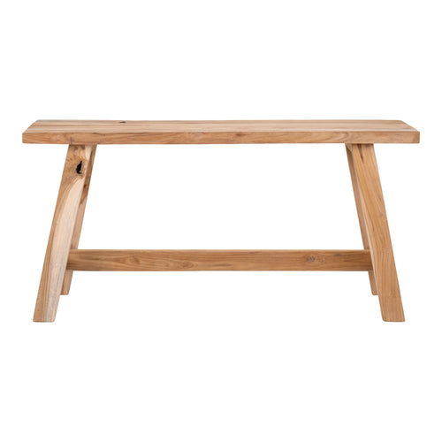 Banc Barcelona teck naturel vue de face fond blanc 90 cm
