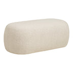 Banc Blossomville bouclé sable ovale 100 cm 50 cm vue trois quarts