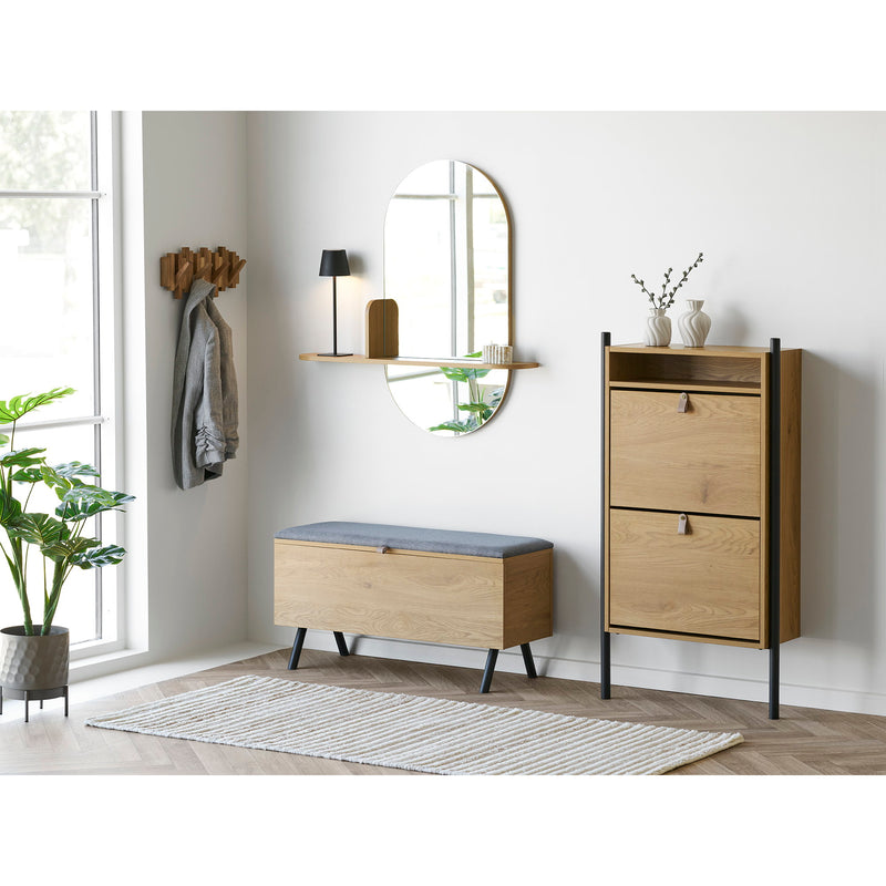 Dimensions Barco Storage Bench – Integrated Storage & Padded Seat – Natural Oak Finish 92 cm