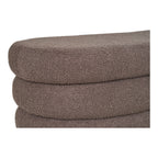 Détail texture teddy marron toasté bourrelets arrondis banc coffre Dartford