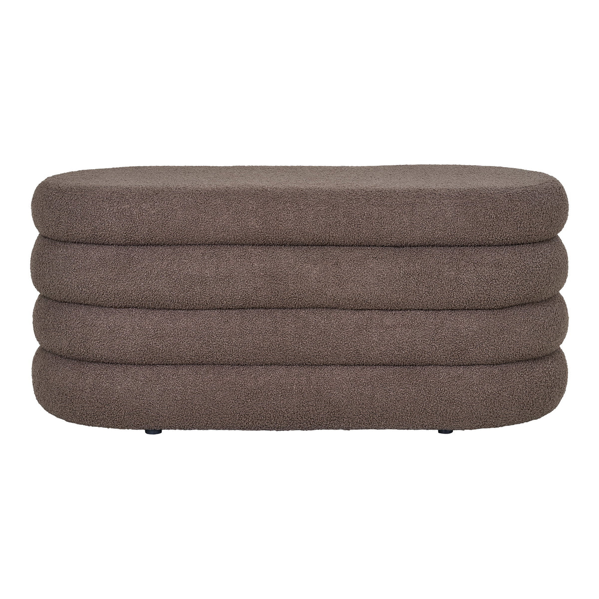 Banc Dartford en teddy marron toasté vu de face avec ses bourrelets et ses petits pieds noirs
