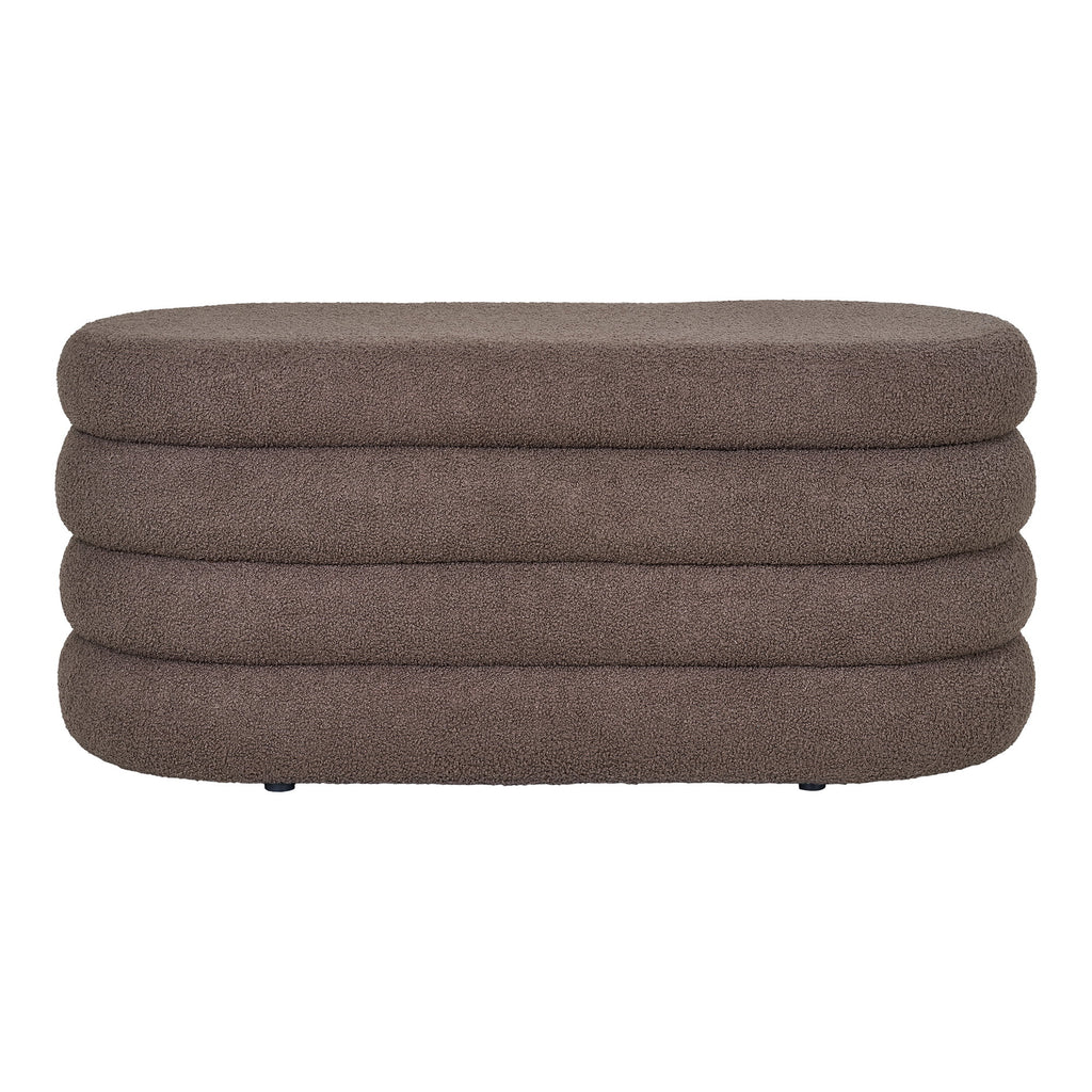 Banc coffre Dartford teddy marron vue de face 103x45x44 cm