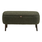 Banc coffre Harlow bouclé vert kaki 95 cm vue de face