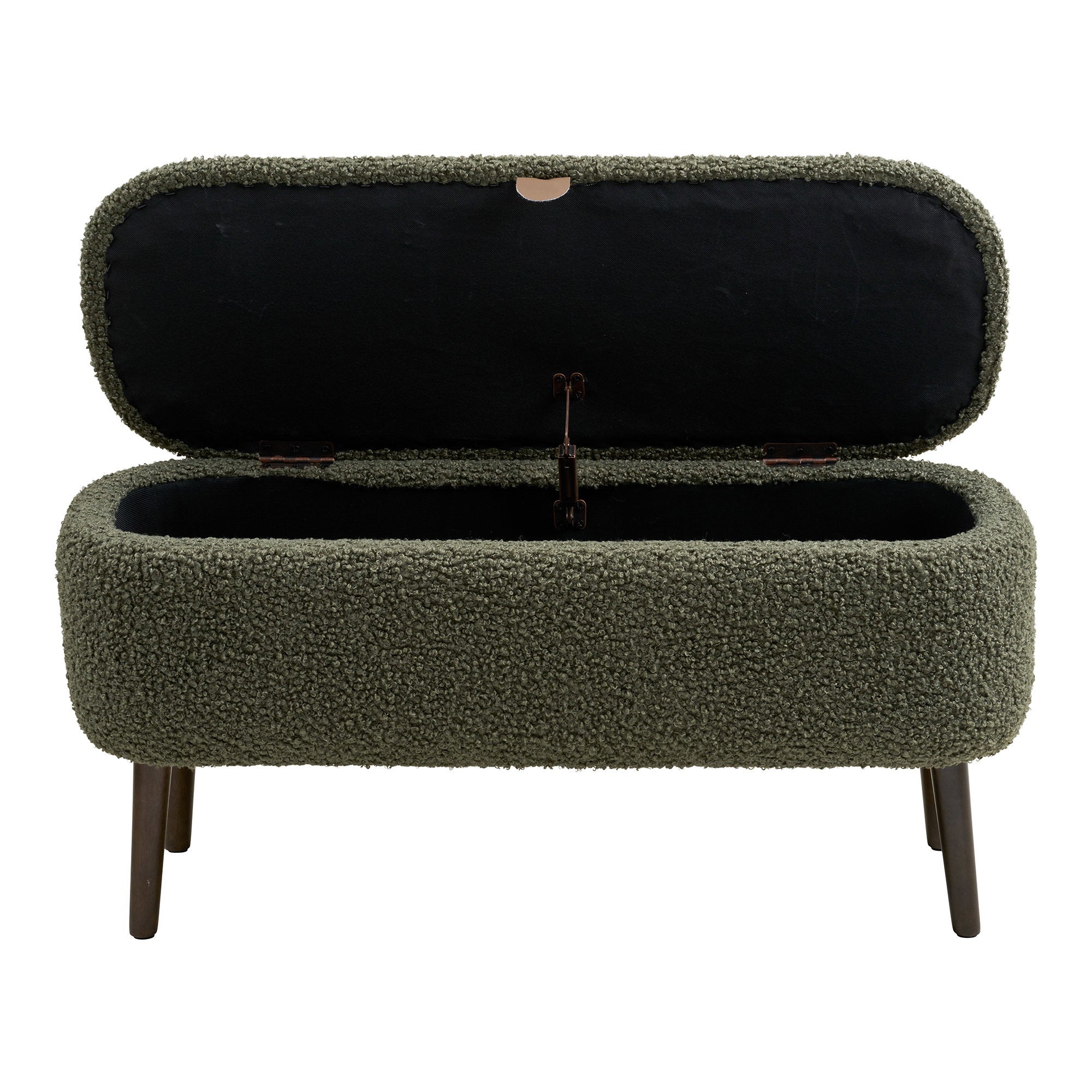 Banc coffre Harlow bouclé vert kaki 95 cm vue de détail
