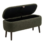 Banc coffre Harlow bouclé vert kaki 95 cm vue de détail