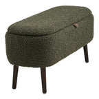 Banc coffre Harlow bouclé vert kaki 95 cm vue de détail