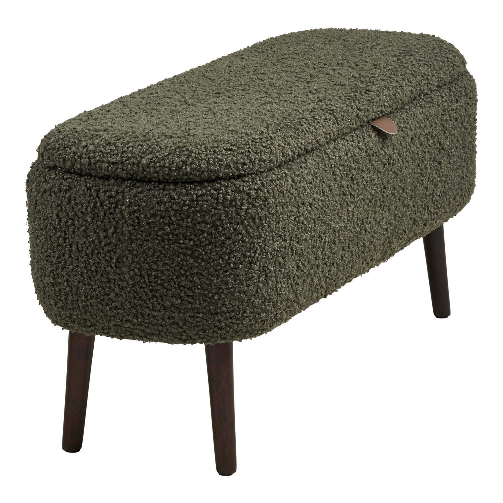 Banc coffre Harlow bouclé vert kaki 95 cm vue de détail
