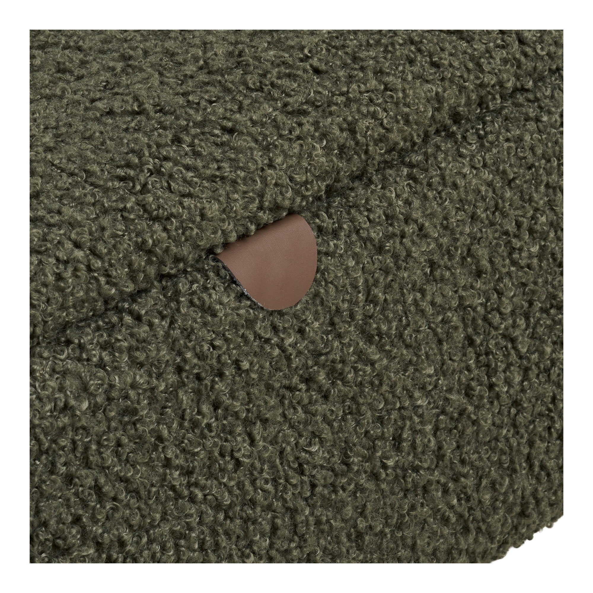 Banc coffre Harlow bouclé vert kaki 95 cm vue de détail