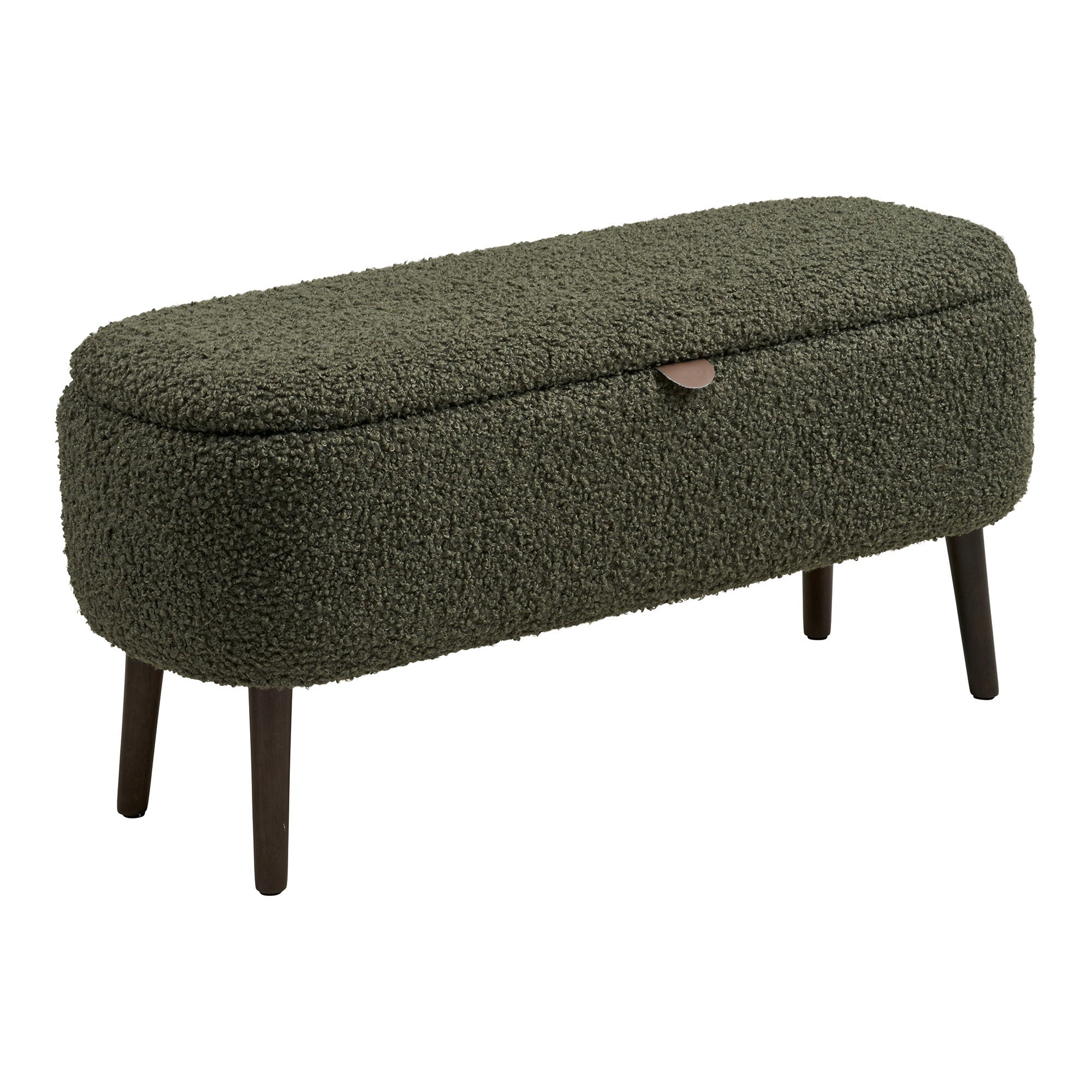 Banc coffre Harlow bouclé vert kaki 95 cm
