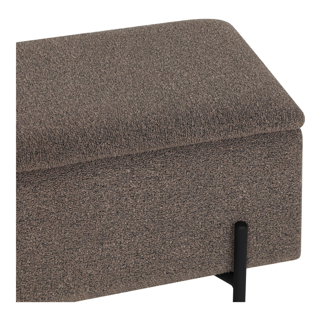 Détail texture bouclé 100% polyester marron taupe banc coffre Watford