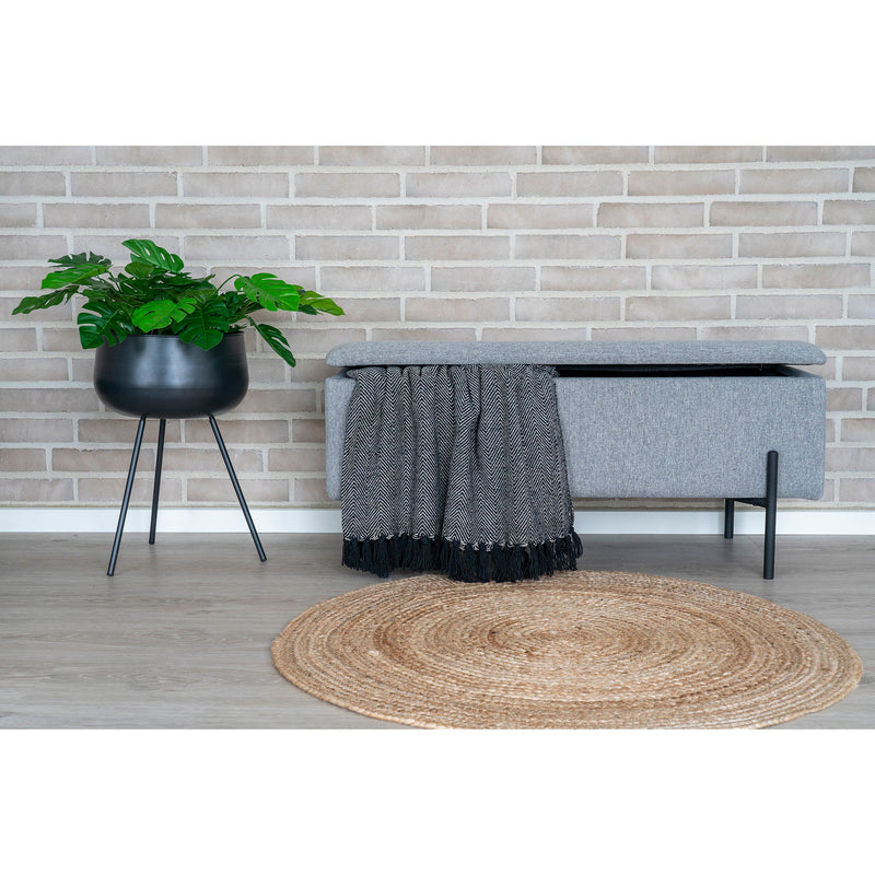 Dimensions Watford Storage Bench – Light Grey Padded Seat & Integrated Storage – Black Metal Legs 95 cm