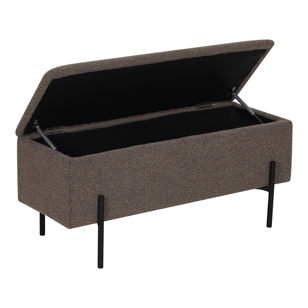Banc coffre Watford ouvert vue trois quarts espace de rangement intérieur intégré