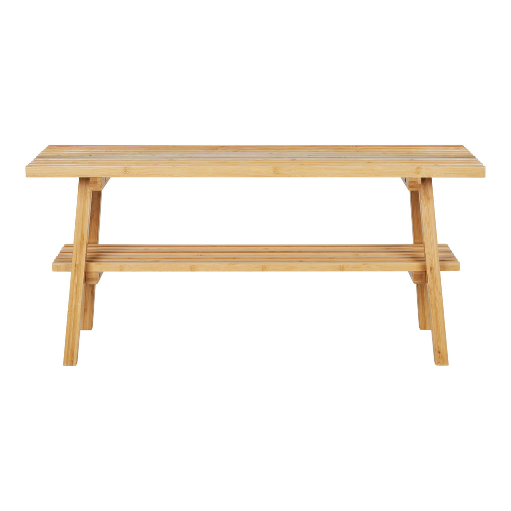 Banc Ember bambou naturel vue de face étagère basse 70x28x45 cm
