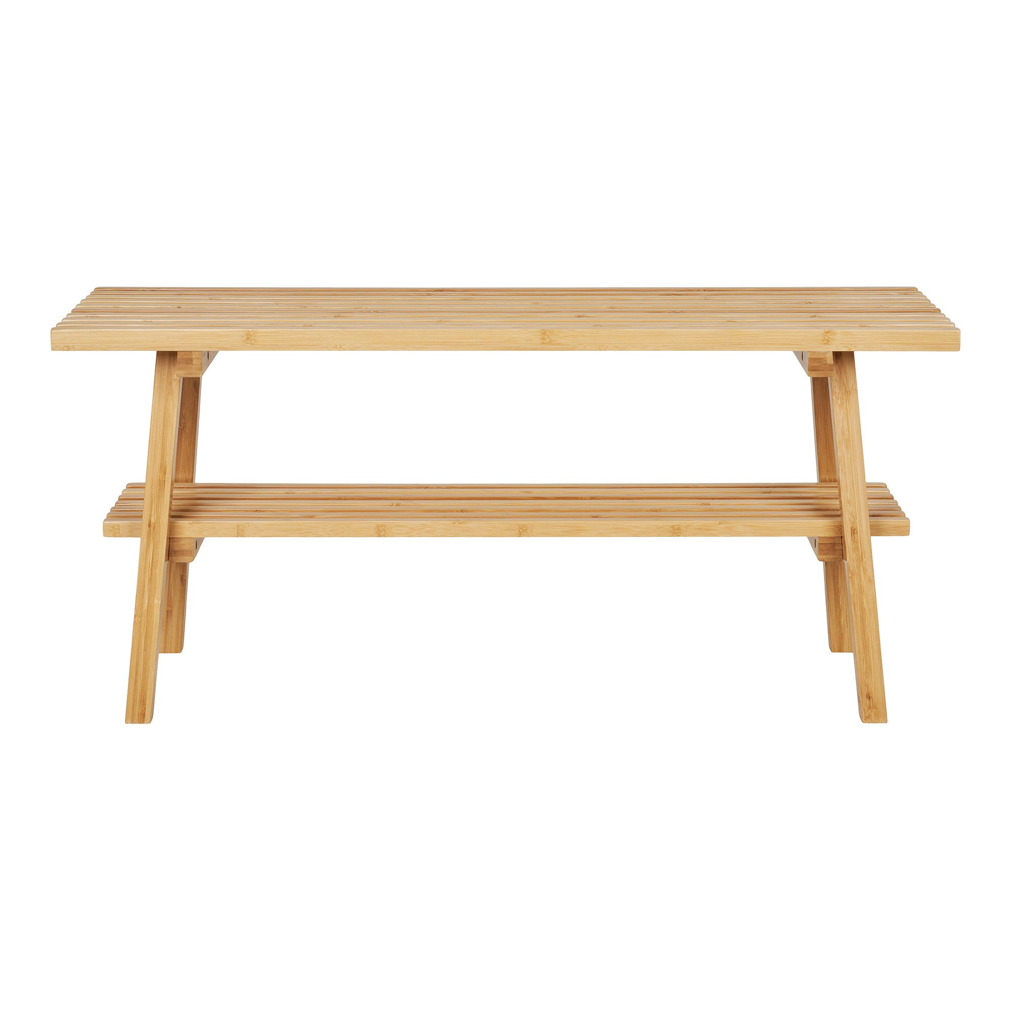 Banc Ember bambou naturel vue de face étagère basse 70x28x45 cm