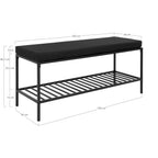 Banc Vita dimensions 100x36x48,5 cm assise 9 cm étagère 14 cm structure acier noir mat