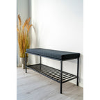 Banc Vita noir mat 100 cm assise piquée noire étagère barreaux acier lifestyle décoration entrée