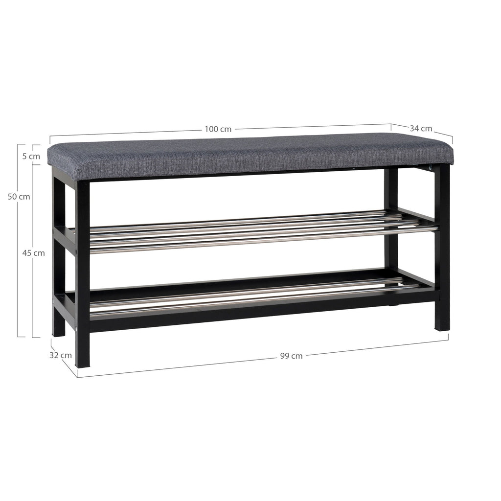 Banc chaussures Padova avec dimensions 100x34x50 cm fond blanc