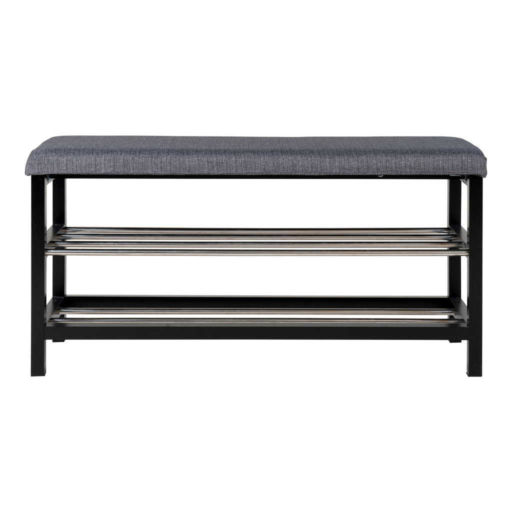 Banc chaussures Padova gris noir vue de face fond blanc 100 cm