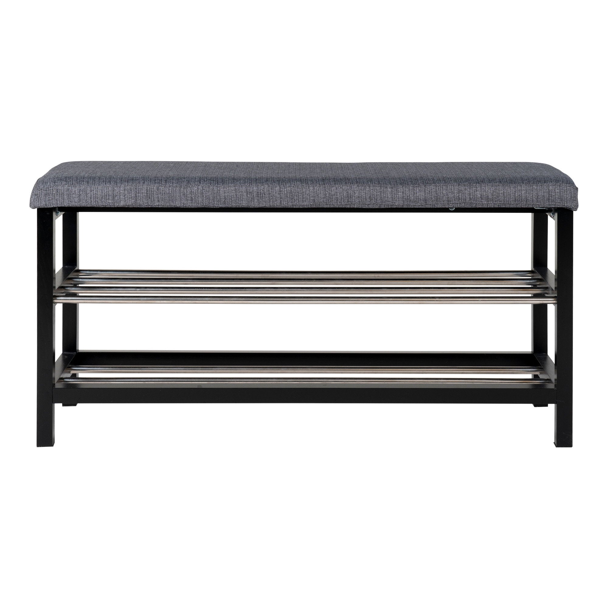 Banc chaussures Padova gris noir vue de face fond blanc 100 cm