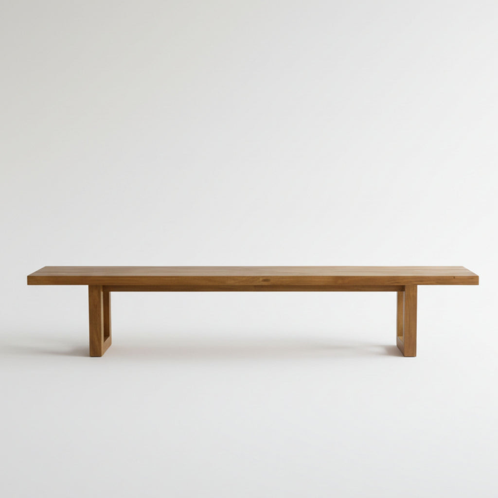 Banc en teck recyclé pieds carrés 280 cm