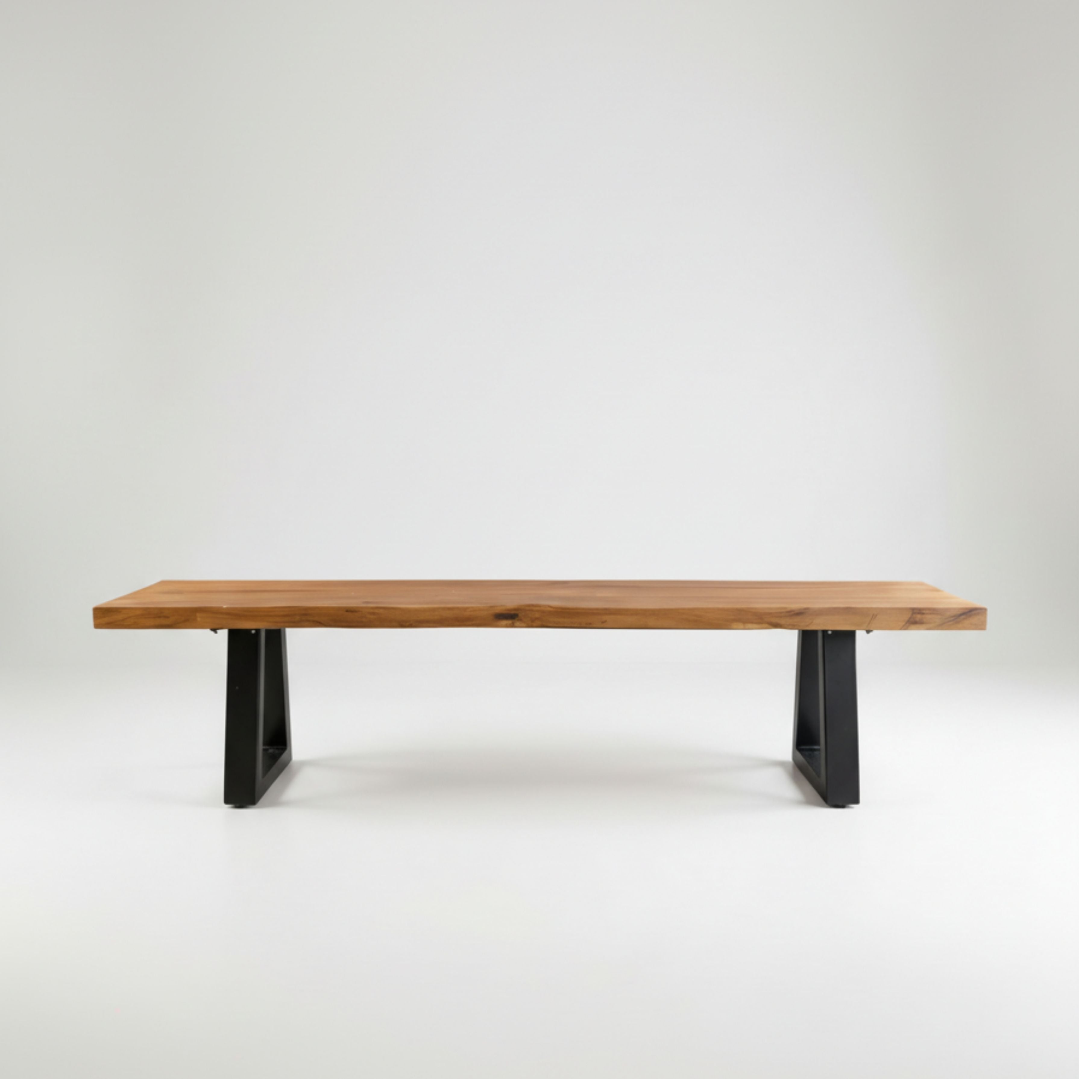 Banc en teck recyclé pieds en fer 220 cm