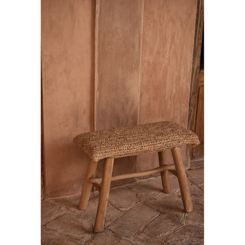 Banc Raffia en teck et raphia tressé en situation