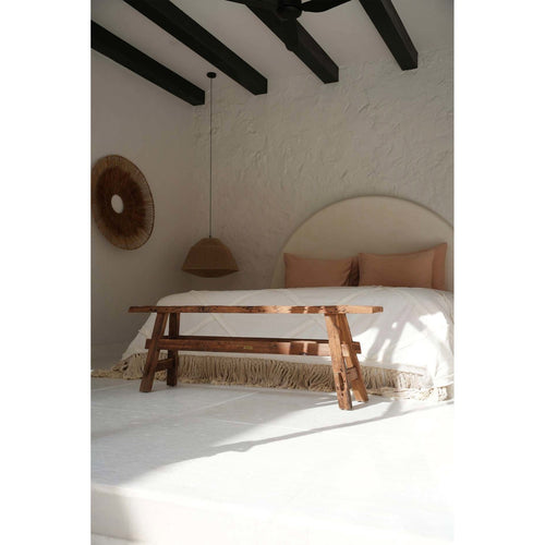 Banc rustique Beauteous en teck en situation