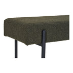 Banc Swindon détail texture bouclé vert kaki foncé pieds tubulaires acier noir mat assemblage