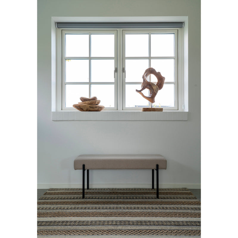 Dimensions Swindon Entryway Bench – Stone Upholstered Seat & Black Metal Legs – 100 cm