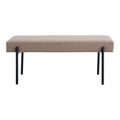 Banc Swindon assise rembourrée stone beige pieds tubulaires acier noir mat vue de face 100 cm