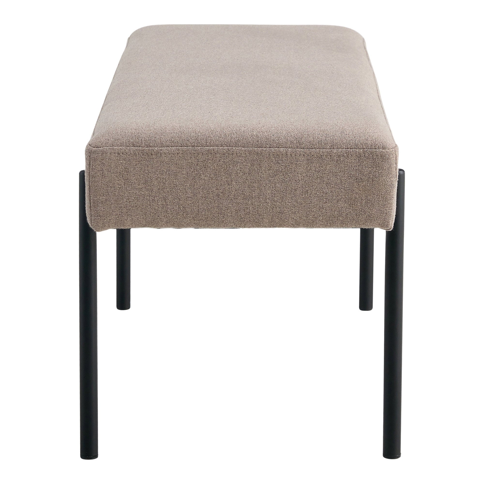 Banc Swindon vue profil assise coussin flottant polyester stone pieds acier noir mat