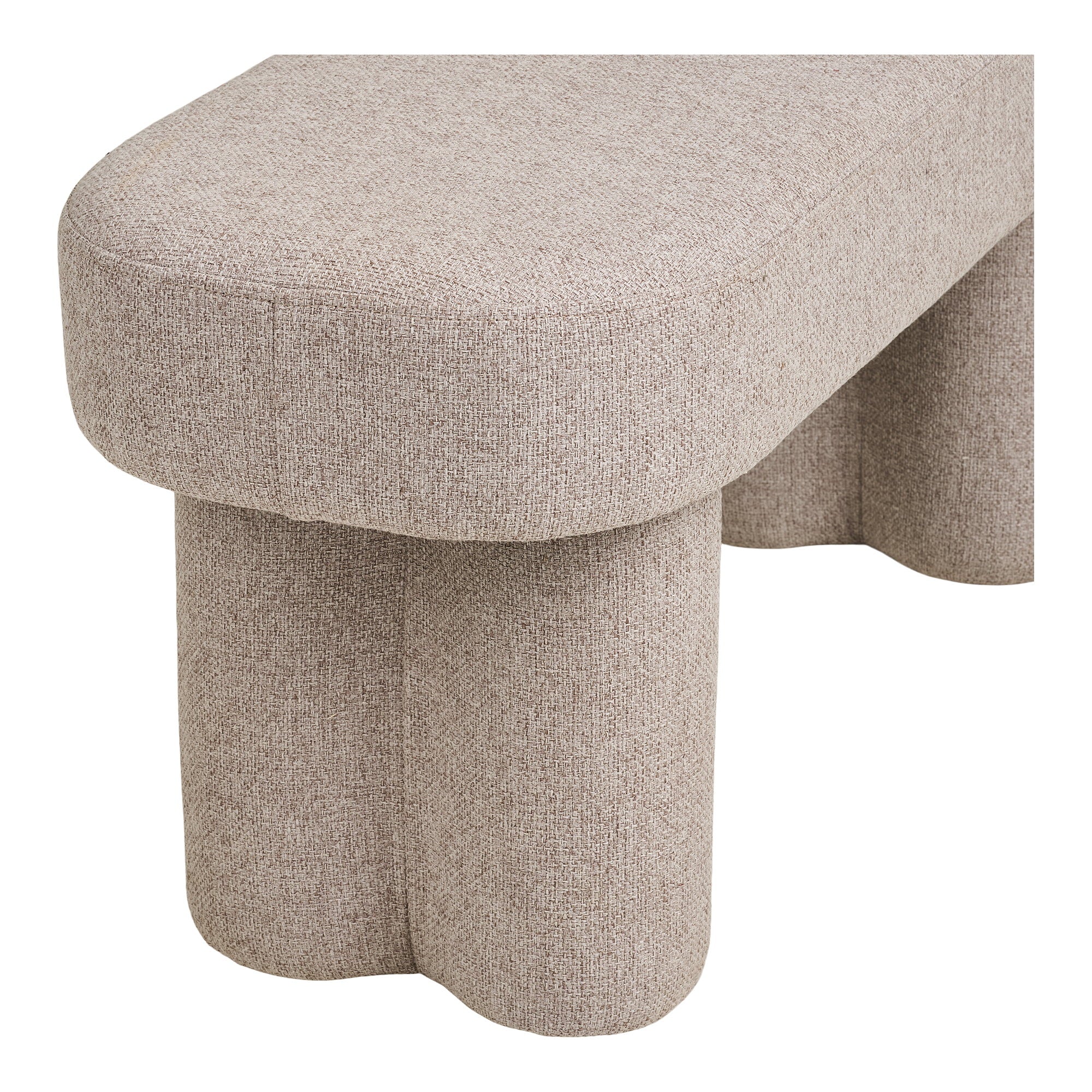 Banc Weston détail pied cylindrique double gainé polyester sable texturé assise arrondie