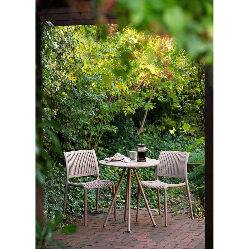 Dimensions Barletta Taupe Bistro Table - Sun Polypropylene Top & Steel Legs