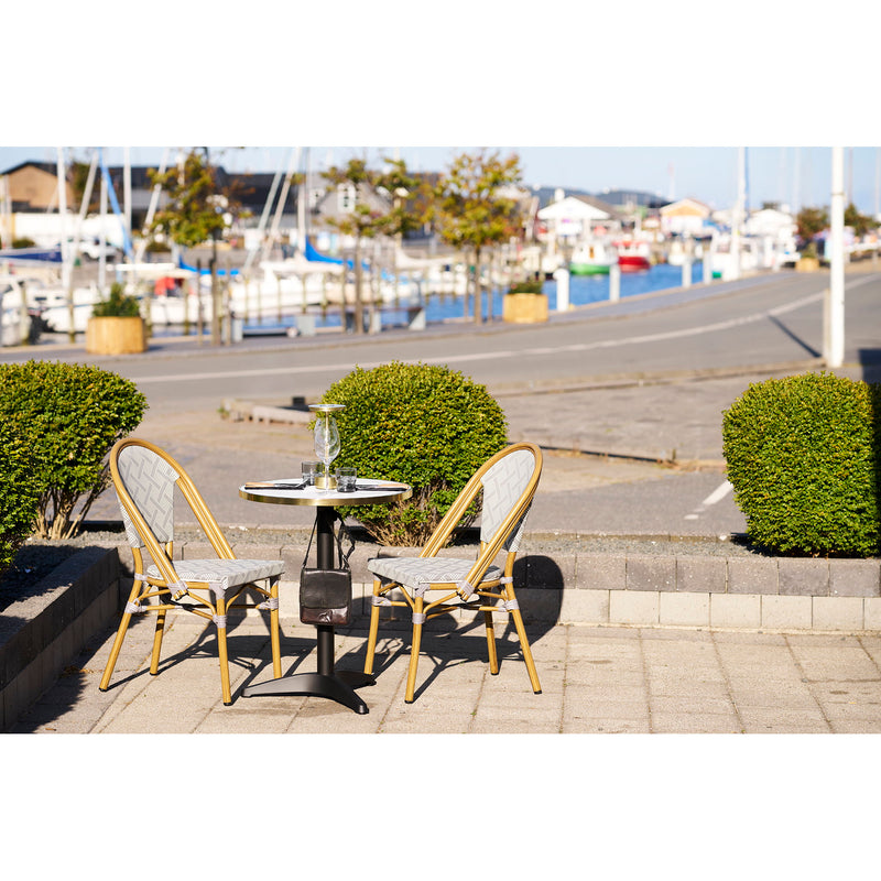 Dimensions Round Bistro Table White/Gold – Marble Top & Tripod Aluminum Base