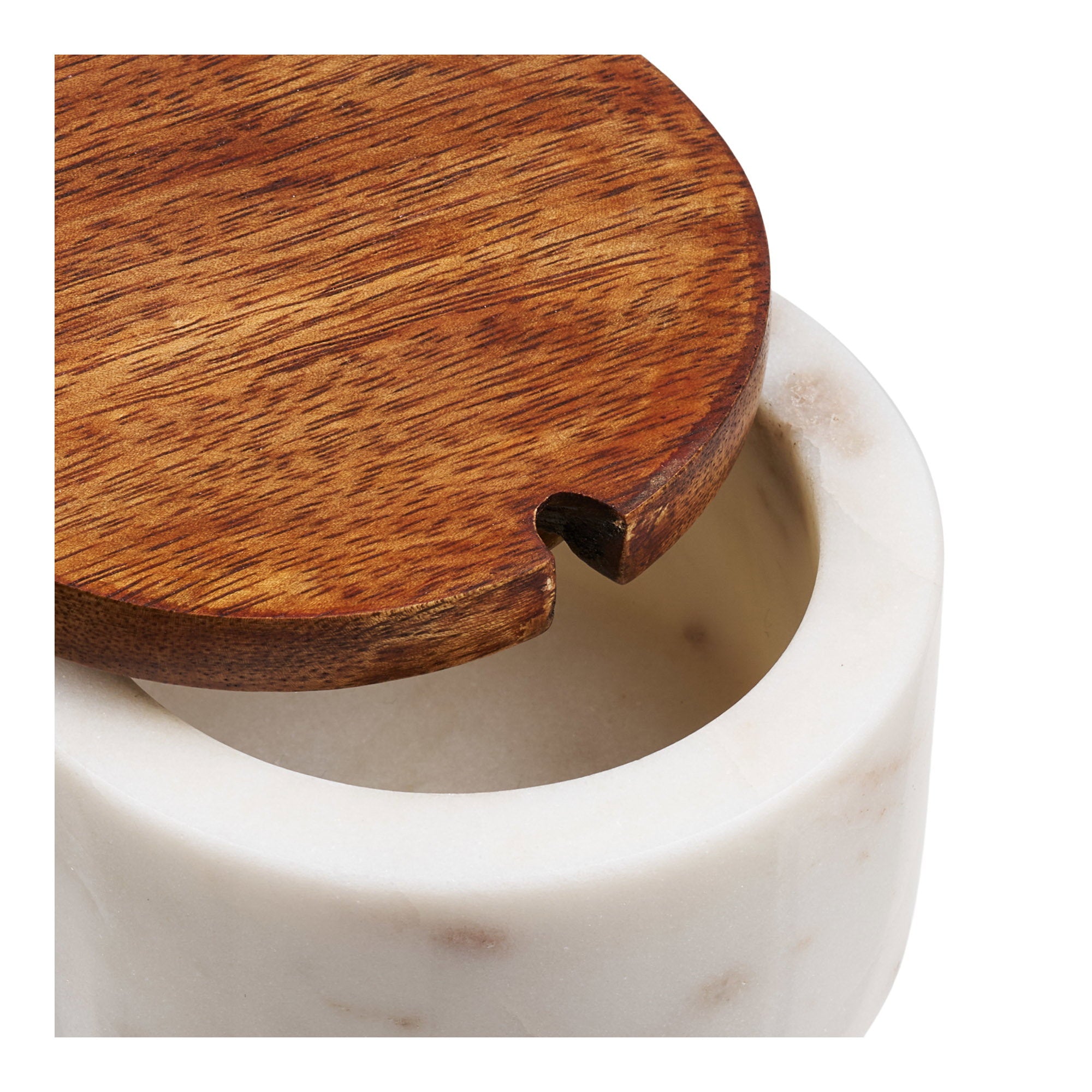 Bocal Pauri marbre couvercle bois lot de 2 vue de détail
