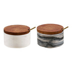 Bocal Pauri marbre couvercle bois lot de 2