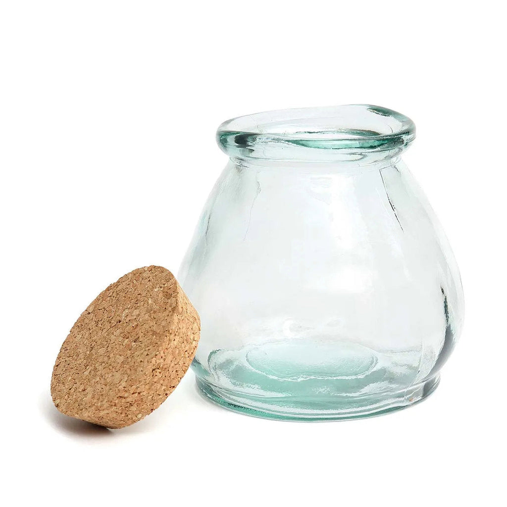 Bocal ventru à bouchon de liège en verre recyclé 12 cm, vue 4