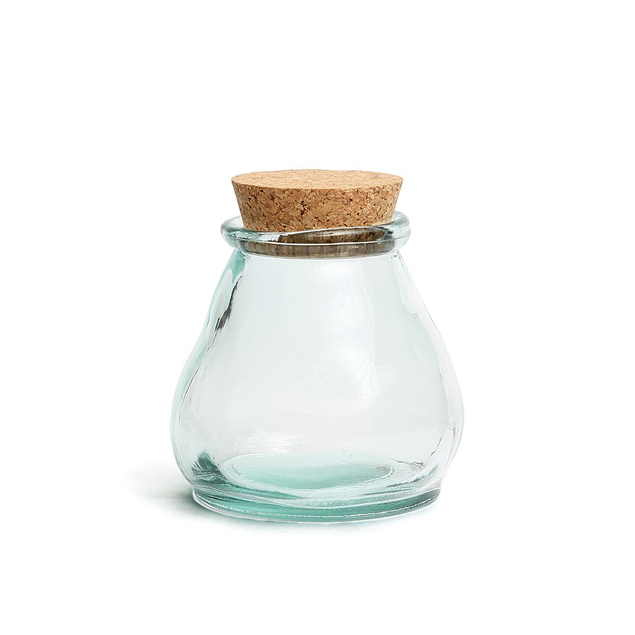 Bocal ventru à bouchon de liège en verre recyclé 12 cm