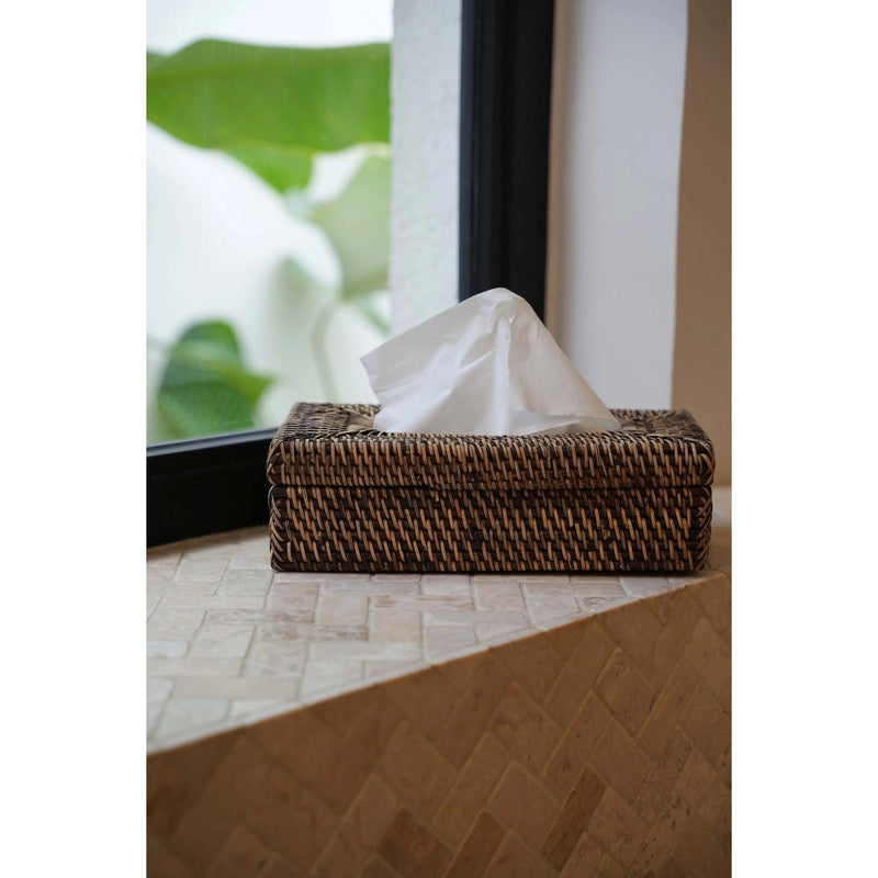 Dimensions Boîte à mouchoirs rectangulaire en rotin tressé brun 27 cm