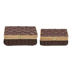 Boîte de rangement Medan tressée brune lot de 2 vue de face