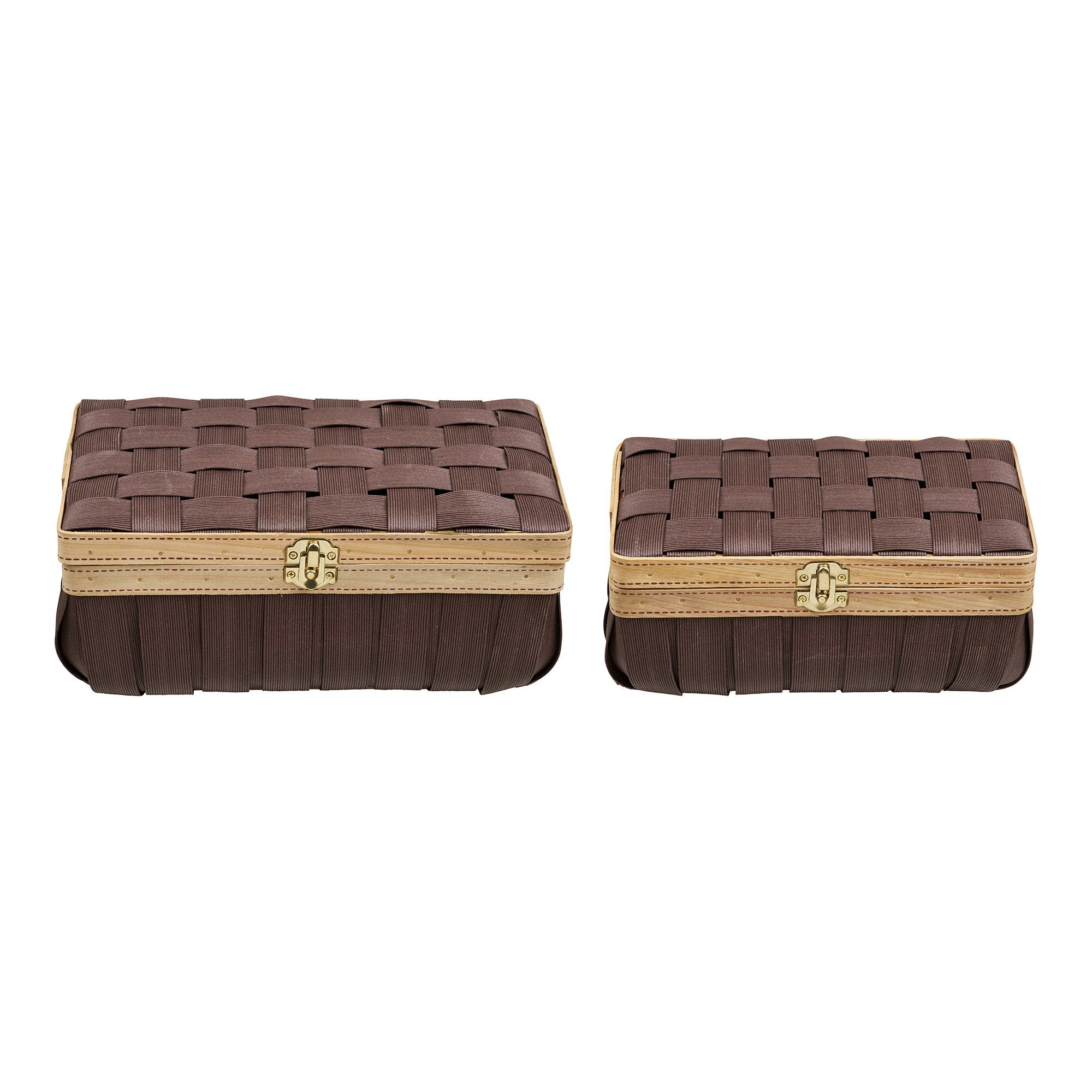 Boîte de rangement Medan tressée brune lot de 2 vue de face