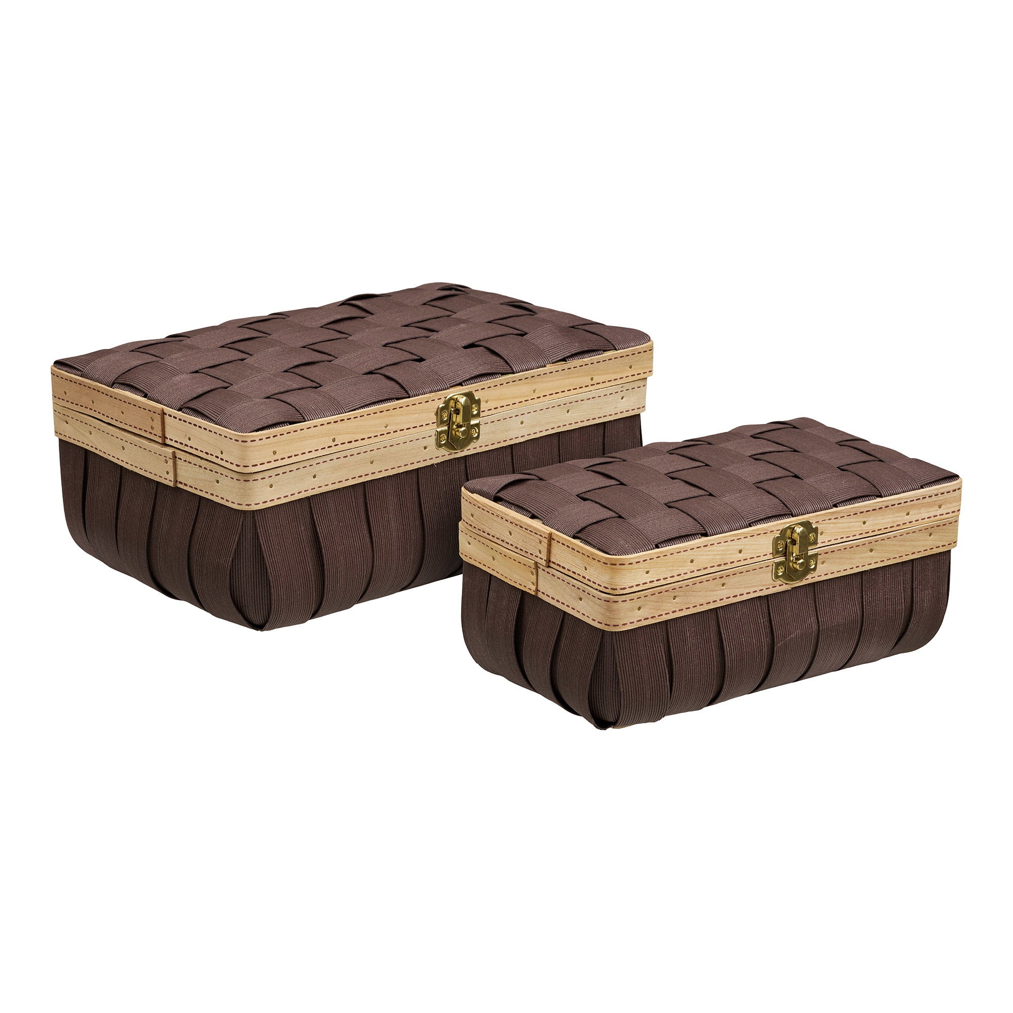 Boîte de rangement Medan tressée brune lot de 2