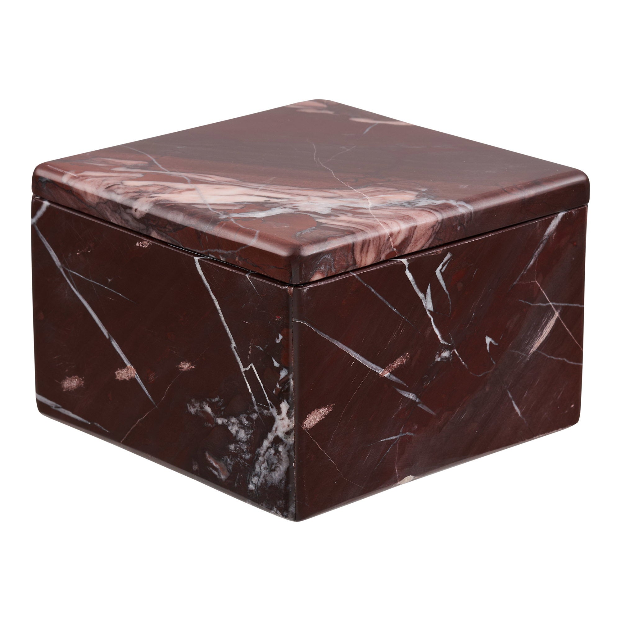Boîte décorative carrée marbre rouge